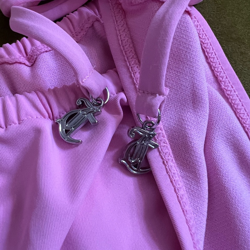 Juicy Couture Pink Rhinestone Bandeau Bikini Set with Charms - Picture 4 of 9